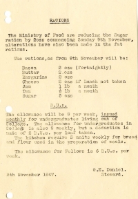 Sugar ration reduced (9 Nov 1947)