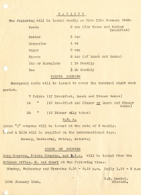 Weekly rations (10 Jan 1948)
