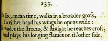 Extract from Dryden's poem 'The fire, mean time, walks in a broader gross...'