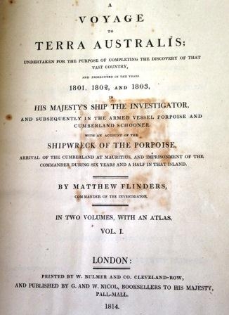 Title page of Matthew Flinders' 'A Voyage to Terra Australis'