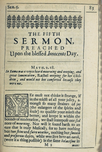 Beginning of Hausted's fifth sermon.