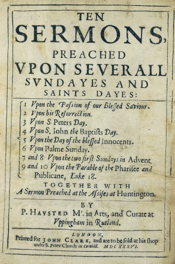 Title page of Hausted's sermons.