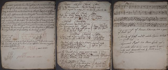 Calculations, monumental inscriptions, music and recipes, from MS O.71