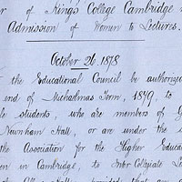 Copy of an order from King's College regarding admission of women to lectures