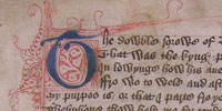 Beginning of a manuscript copy of Geoffrey Chaucer's poem 'Troilus and Criseide', MS L.1