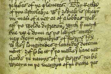 Extract from Chaucer's Treatise on the Astrolabe, MS E.2, f. 10r
