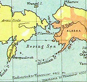 Map showing the Bering Strait