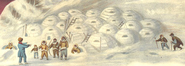 An Inuit settlement, from Sir John Ross' account of his second expedition in search of a Northwest passage.