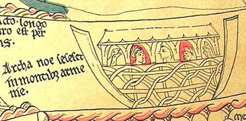 Noah's arc from the Hereford Mappa Mundi. Click on the picture to see a larger image