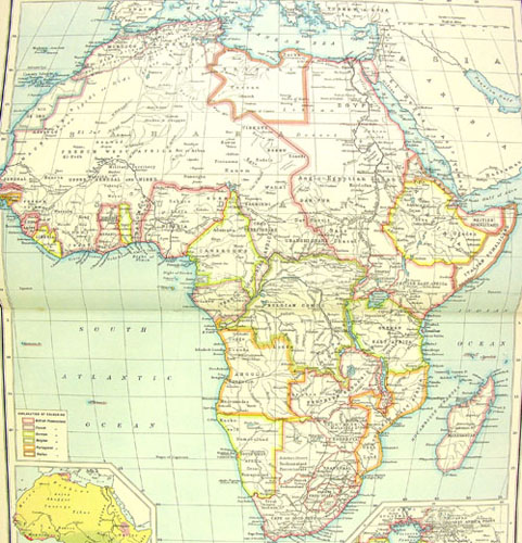 1917 map of Africa showing colonial terratories