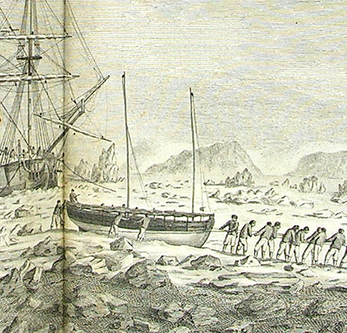 The ships 'Racehorse' and 'Carcass' on their 1773 voyage towards the North Pole