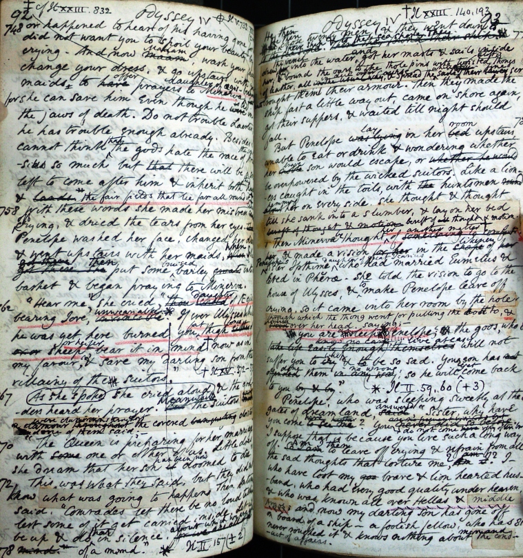 Double page spread inside Butler's manuscript translation
