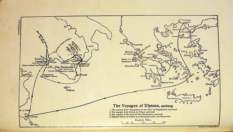 Frontispiece map showing locations in the Odyssey