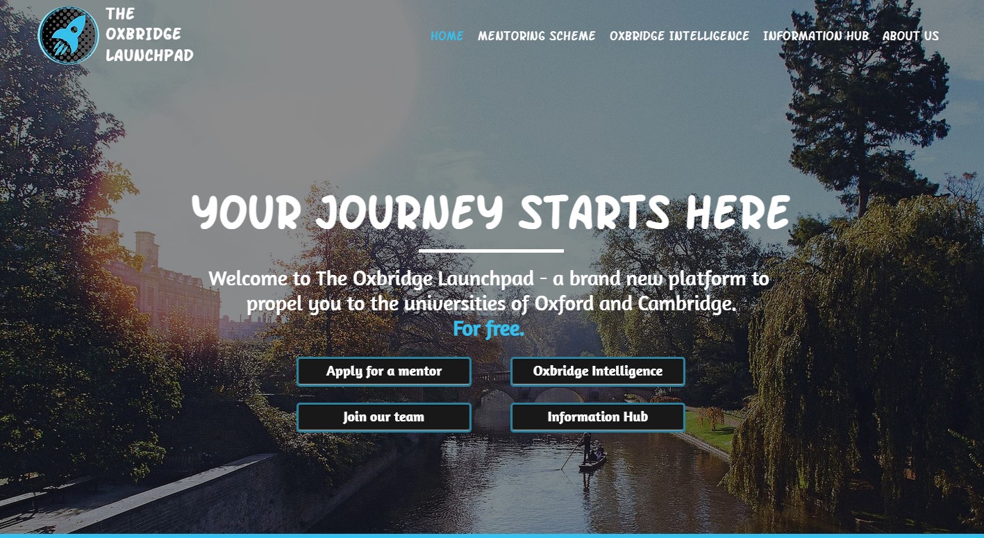 The Oxbridge Launchpad homepage