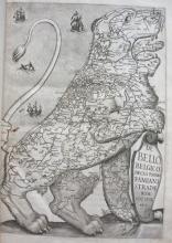 Map of the Low Countries in the form of a Belgic lion