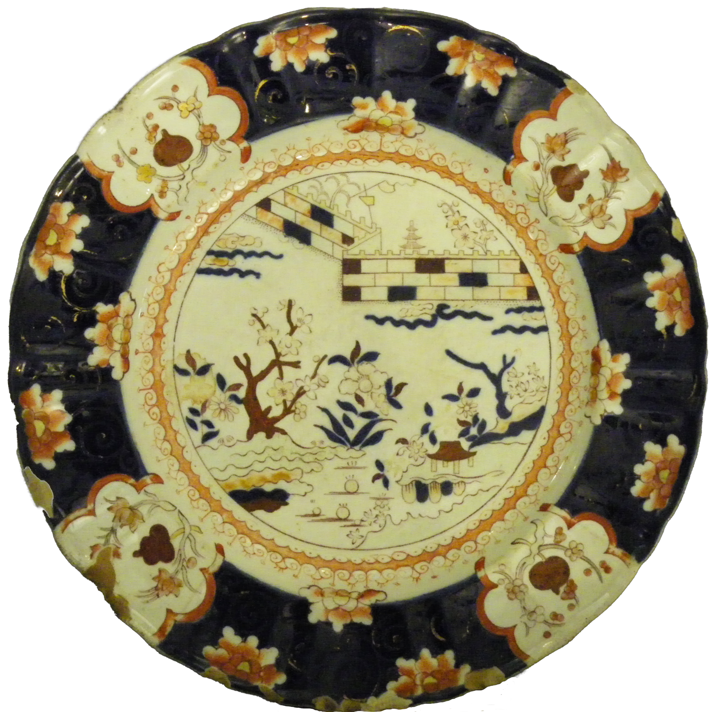 Ceramic dinner plate, around 1850 to 1890.
