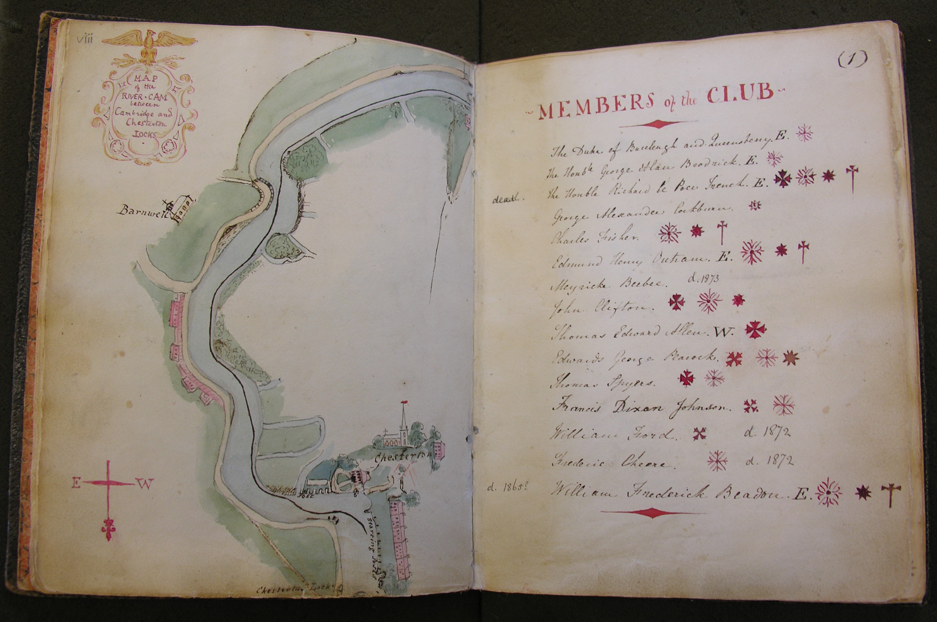 President's Book with map of the Cam