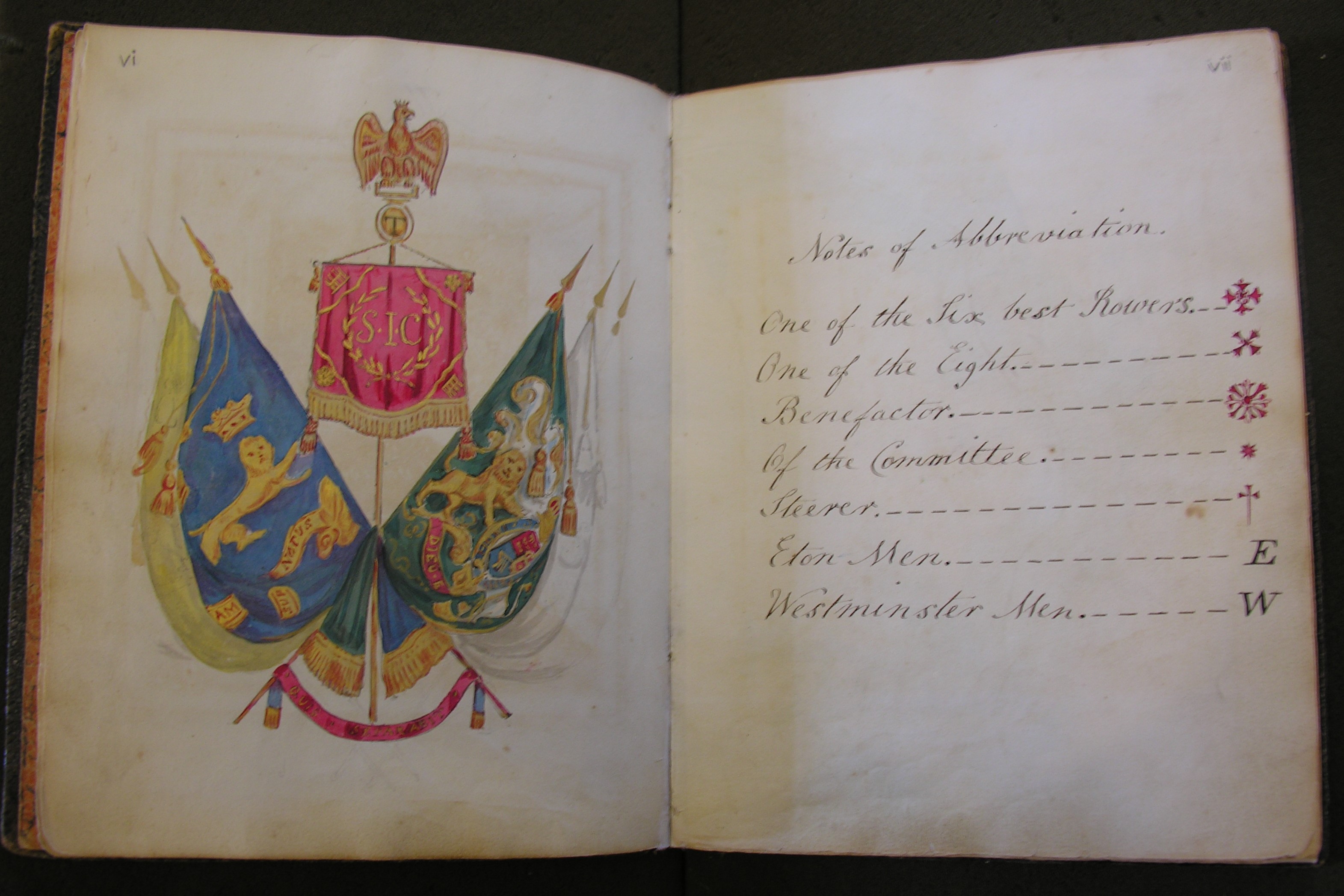 President's Book with picture of flags and list of abbreviations