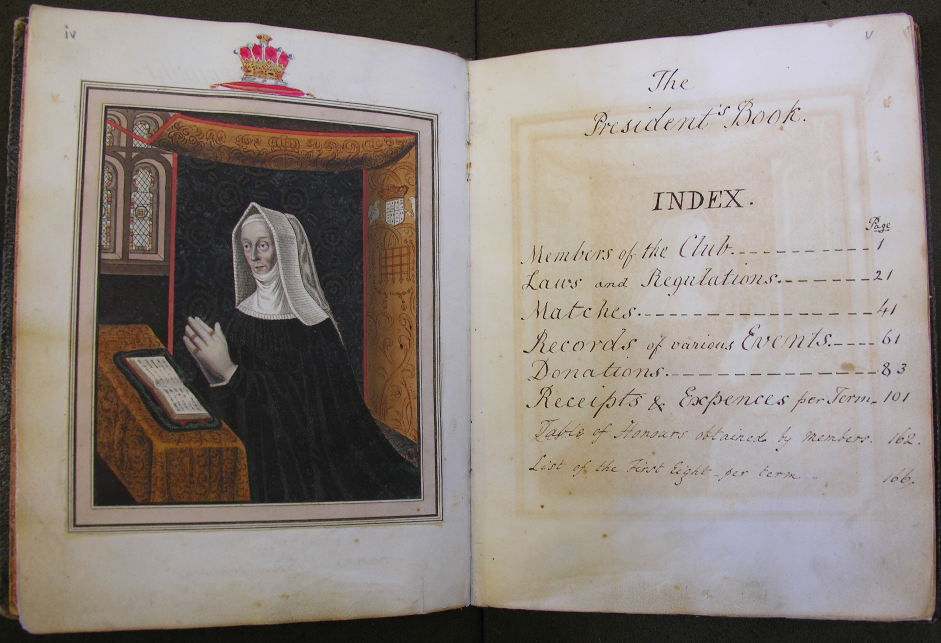 President's Book with portrait of Lady Margaret Beaufort