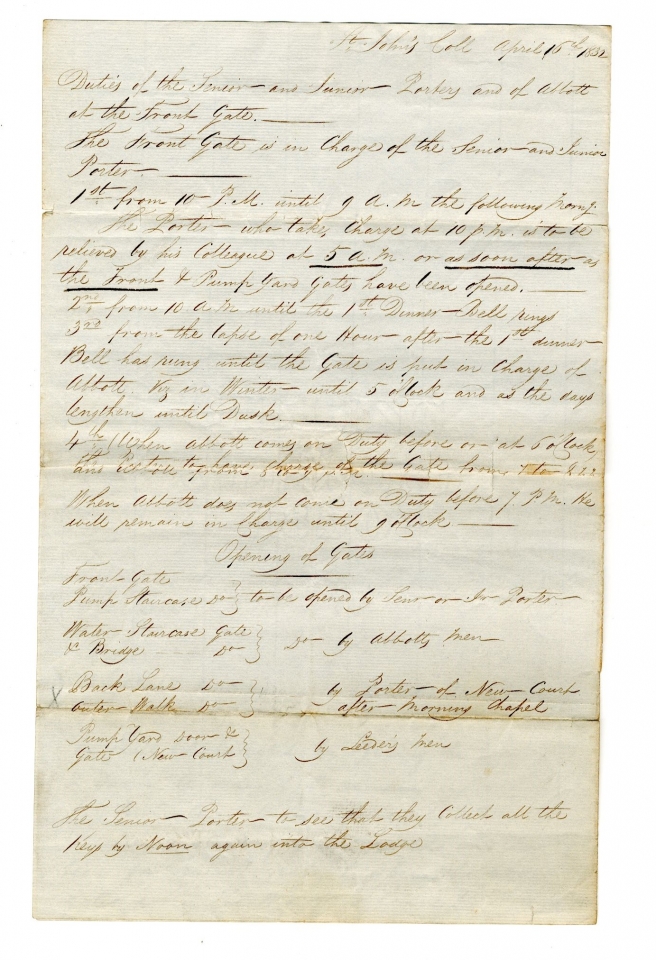 Junior Dean's register, 1832