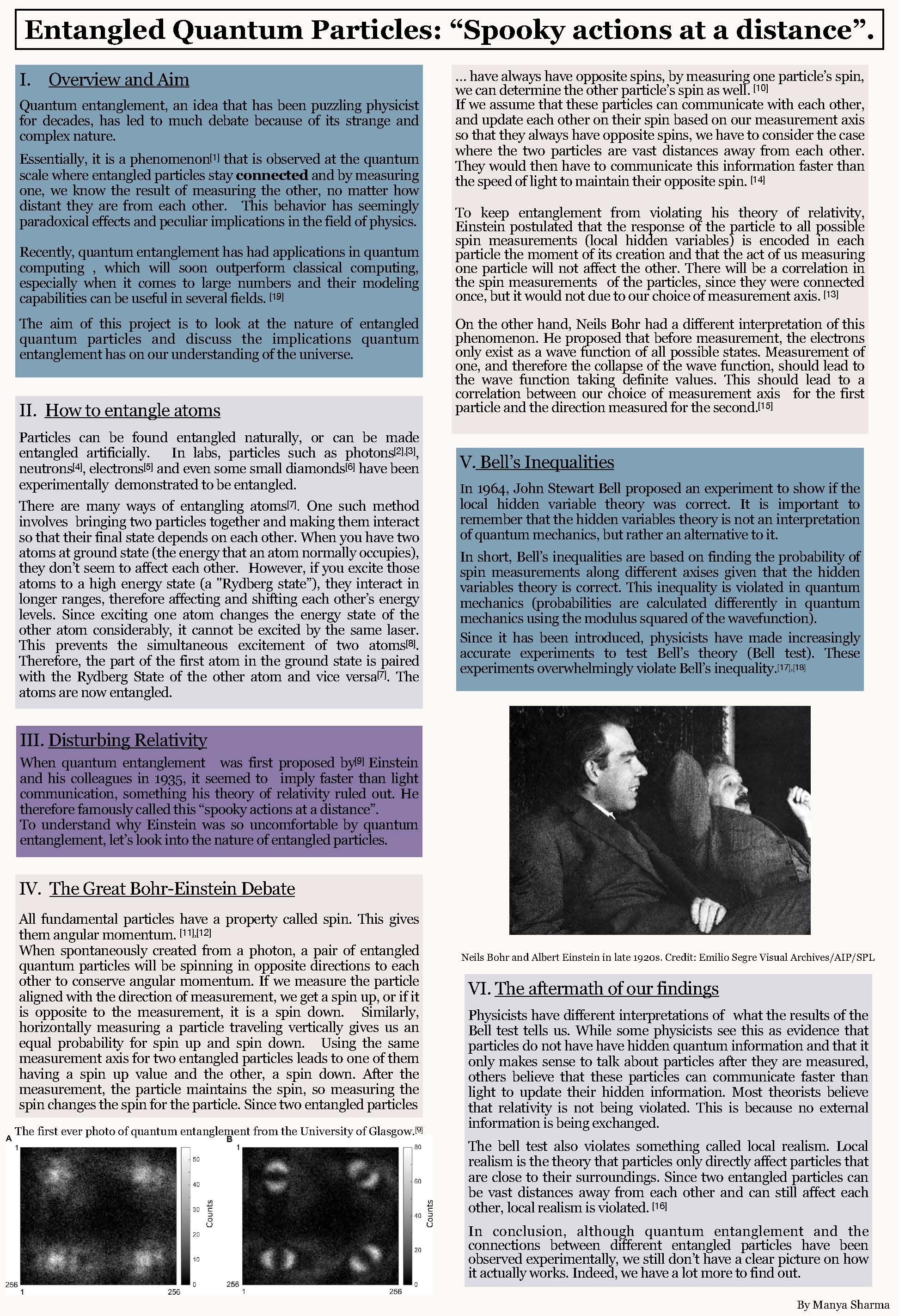 Entangled Quantum Particles: "Spooky actions at a distance" poster