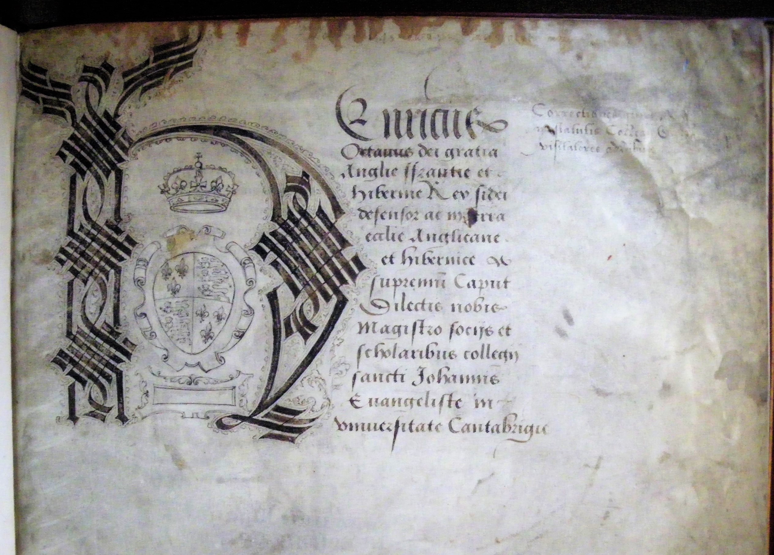 1545 Statutes decorated initial H