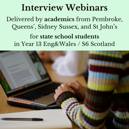 Subject Specific Interview Webinars logo - a student at their laptop