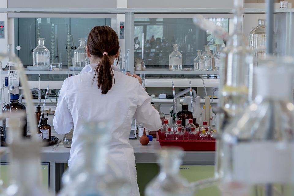 student working in lab