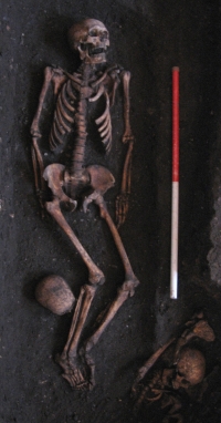 One of the over 400 medieval skeletons uncovered during the dig.