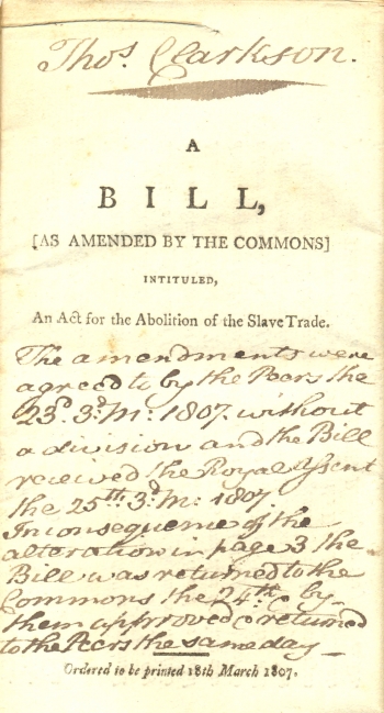 Abolition of the Slave Trade Bill, 1807