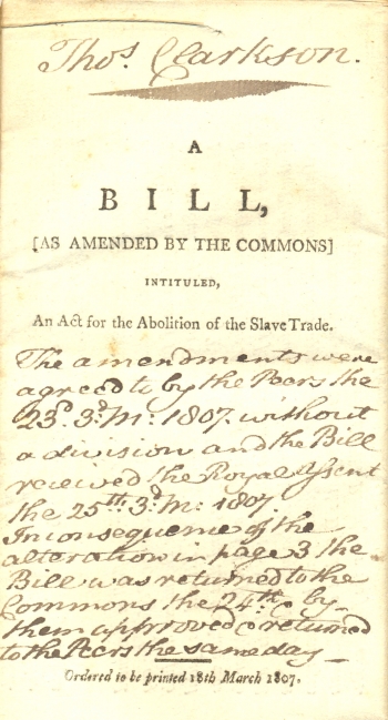 Abolition of the Slave Trade Bill, 1807
