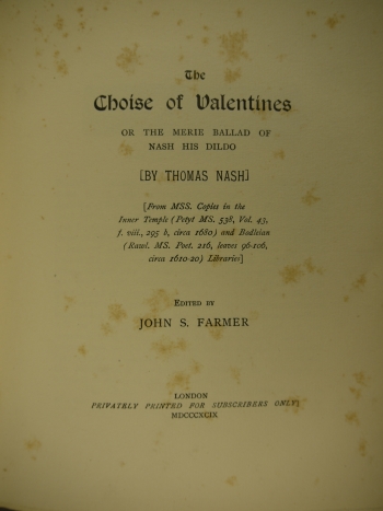 Title page of The Choise of Valentines.