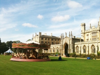 Setting up for the May Ball scene outside New Court