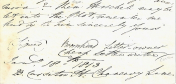 End of letter from Bromhead to Whittaker, 18 January 1813