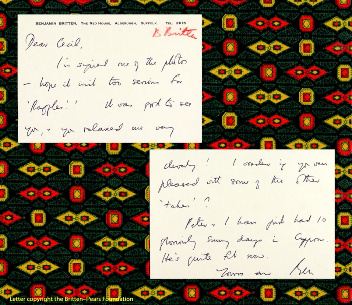 Note from Benjamin Britten to Cecil Beaton, 1968 [Beaton/A1/93/1]