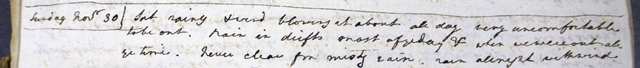 John Lee's diary 30 November 1806 weather