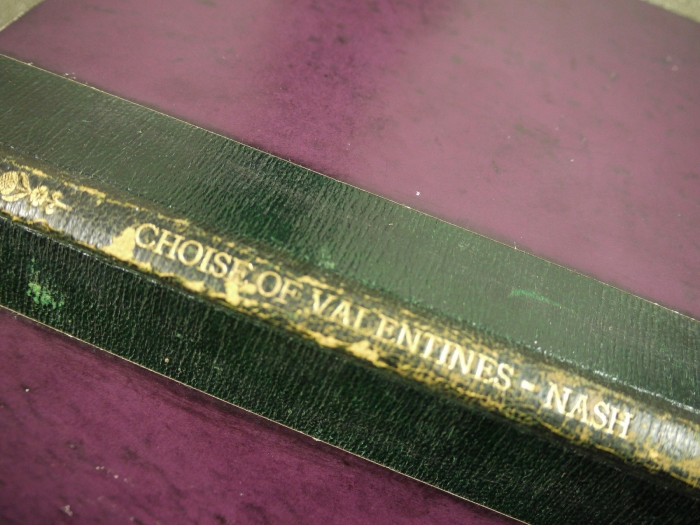 Spine detail from The Choise of Valentines.