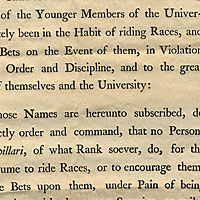 Racing horses and placing bets (King's College 1803)