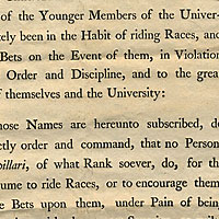 Racing horses and placing bets (King's College 1803)