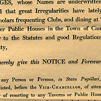 Attending clubs or visiting public houses and taverns (Jesus College 1807)