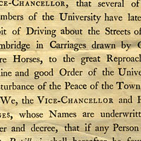 Driving carriages within the limits of the University (Clare Hall 1804)