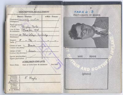 Hoyle's passport from the 1950s