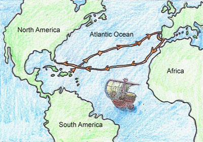 map of columbus voyage to america