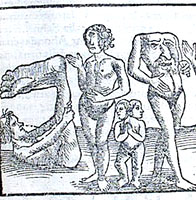 Mythical inhabitants of Africa from Sebastian Münster's 'Cosmographia', published in Basel, Switzerland in 1559