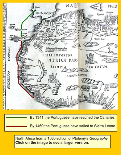 North Africa from a 1535 edtion of Ptolemy's Geography. Click on the image to see a larger picture