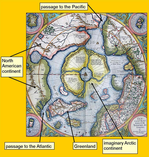 A map of the Arctic from Mercator's 1613 'Atlas'