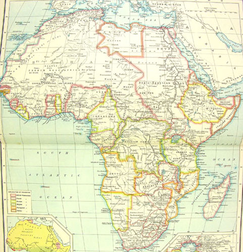 1917 map of Africa showing colonial terratories
