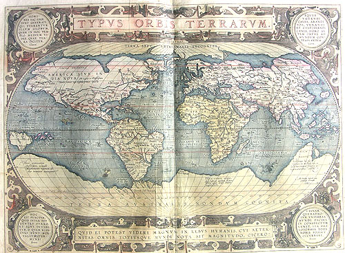 Ortelius' world map showing the Unknown Southern Land