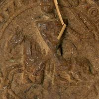 Seal of John Le Moyne of Shelford showing a knight on horseback (1250) [D25/39]