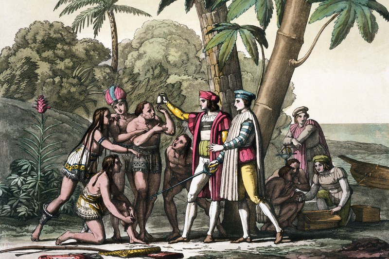 Columbus meeting the Taino